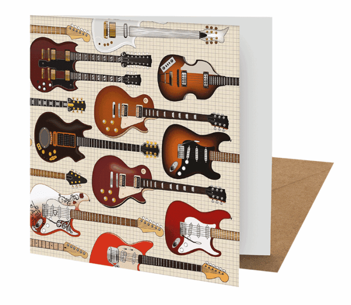 Vinyl Inspired Greeting Card - Iconic Guitars Design