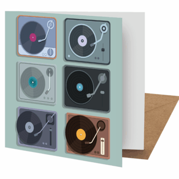 Vinyl Inspired Greeting Card - Retro Turntable Design