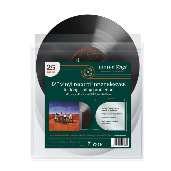 12" HDPE Inner Record Sleeves With Curved Base - Pack of 25